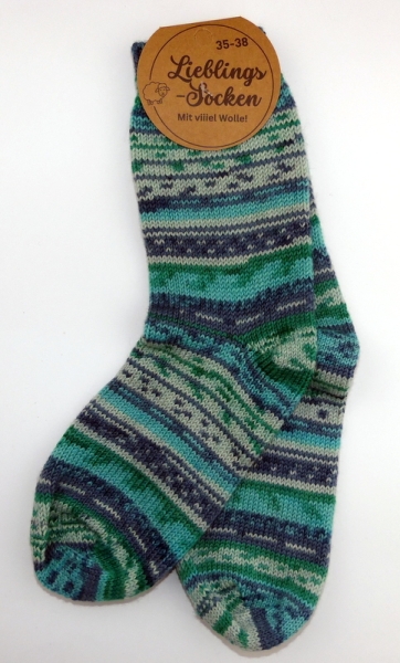 70% Wollsocke "Molly die Lieblingssocke" jedes Socke ein Unikat Gr. 35/38 bis 43/46