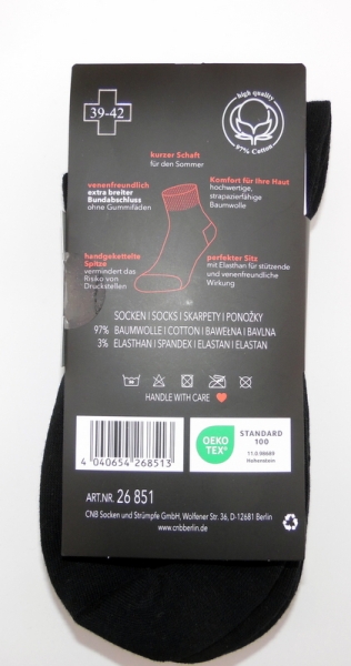 ".Diabetiker KURZ Soxx 14cm hoch ohne Gummi extra breiter Rand CNB Gr. 40/43 & 44/47 im 3er Pack