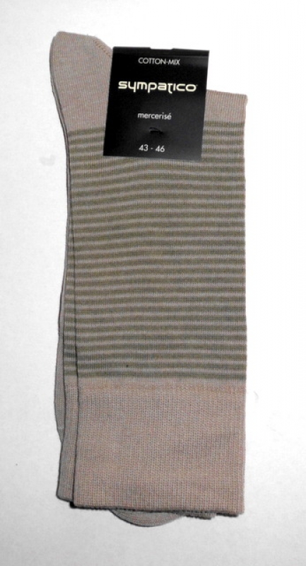 geringelte Anzugssocke aus veredelter Baumwolle in beige/khaki "Sympatico" Gr. 43/46