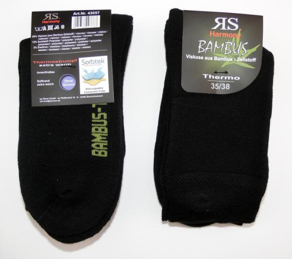 dicke Bambus Thermo Frotteesocken RS Harmony Gr. 35/38 bis 47/50 im 2er Pack mit Softrand