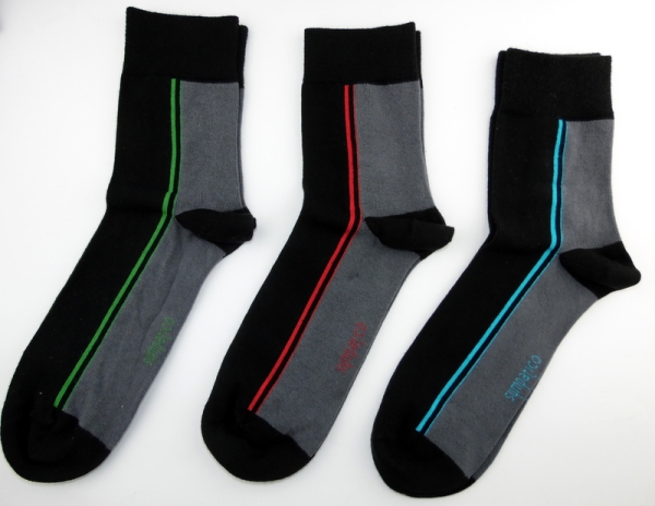 Kurzsocken mit Komfortbund 15cm hoch "schwarz/grau" Gr. 39/42 & 43/46 im 3er Pack
