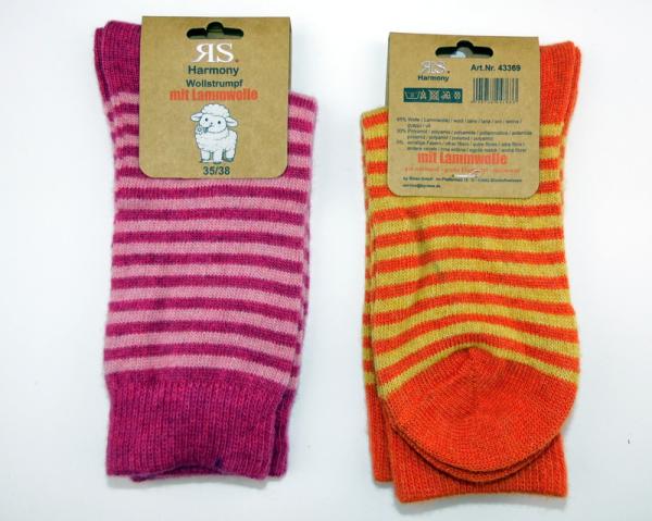 65% Wolle (Lamm) dünne Ringel Socken "Wärmend & weich" RS Gr. 35/38 bis 43/46 im 2er Pack