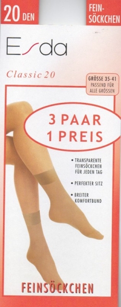Feinsöckchen 20 den die feinen "Esda" mit breiterem Rand 3er Pack