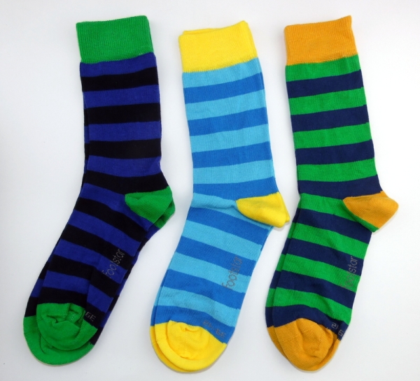 bunte Blockstreifensocken im 3er Pack "Footstar" Gr. 35/38 bis 43/46 gekettelt