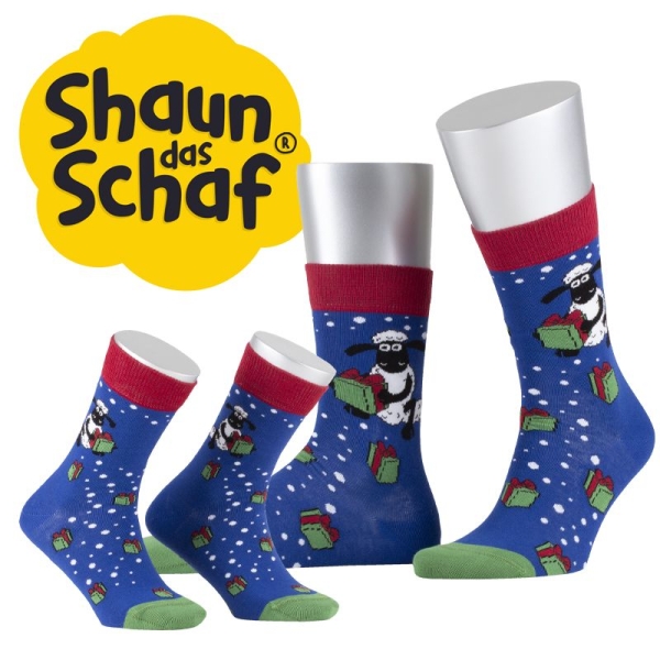 Motivsocke Shaun das Schaf mit 80% BIO-Baumwolle Gr. 35/38 bis 47/50 Made in Germany gekettelt