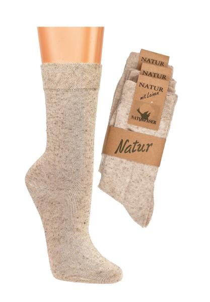 55% Baumwolle & 15% Leinen Socken "socks4fun" Gr. 35/38 bis 43/46 60°C Kochfest im 3er Pack