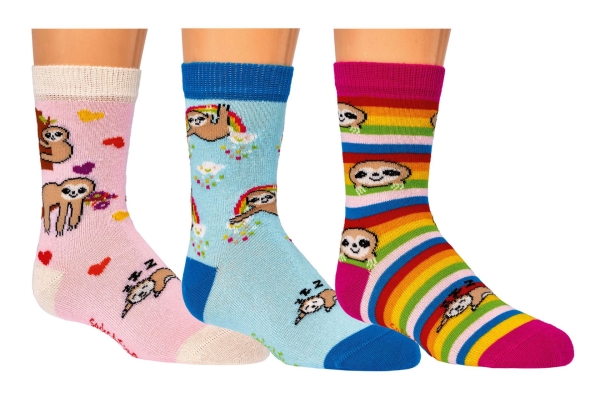 Faultier nahtfreie Mädchensocken Gr. 23/26 bis 31/43 im 3er Pack socks4fun