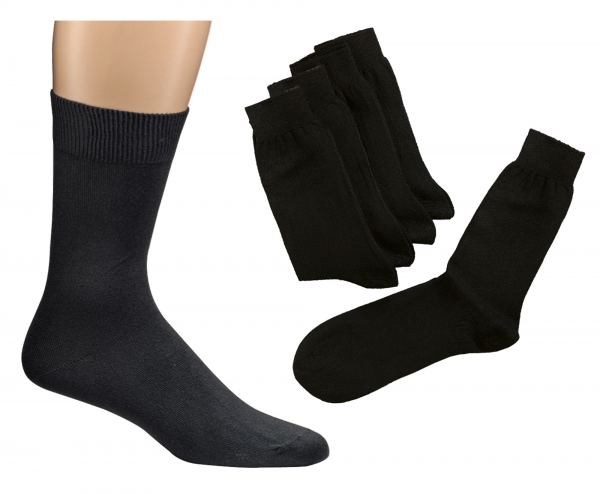 4 Paar Herren Socken ohne Gummi 100% Baumwolle 4/2 Rippe schwarz  39 bis 46