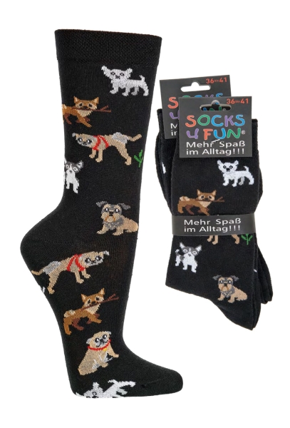 Motivsocken Socks4fun "Tiere & Kunst" im 2er Pack Gr. 36/41 & 42/47 gekettelt neu