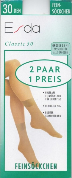 Feinsöckchen 30 den "Esda" die stabilen mit etwas breiterem Rand im 2er Pack