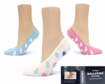 Ballerina Füßlinge aus Baumwolle mit Herzen und Punkte im 2er Pack Gr. 35/38 nahtlos mit Fersen ABS