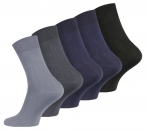 100% glatte Baumwollsocken "MEN" mit weichem Softrand Gr. 39/42 & 43/46 im 5er Pack