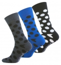 Punkte Socken für Herren mit weichem Bund im 3er Pack Gr. 39/42 und 43/46