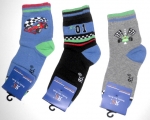 Bubensocken "Rennwagen und Stern" Gr. 19/22 & 23/26 im 3er Pack gekettelt