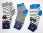 Kurzschaftsocken für Boys "Fahrzeuge" Gr. 19/22 bis 35/38 handgekettelt im 3er Pack