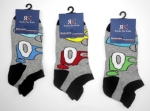 Jungensneakersocken "Rennwagen" mit Fersenlasche von RS im 3er Pack Gr. 23/26 & 31/34 ohne Naht