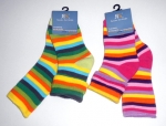 bunt geringelte Baumwoll Frottee Umschlagsocken "Girl" im 2er Pack Gr. 19/22