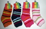 Kuschelsocken bunt geringelt in orange "dick & flauschig" Gr. 19/22 & 35/38 Abverkauf