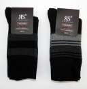 dicke Herren Thermosocken mit Softrand "Streifen RS" Gr. 39/42 & 43/46 im 2er Pack gekettelt