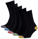 schwarze Baumwoll Anzugsocken mit farbiger Spitze und Ferse Gr. 39/42 bis 47/50 im 5er Pack