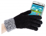Kuschelhandschuhe in schwarz mit das Smartphone mit Touch-Scren für Teenager, Damen und kleine Herrenhände