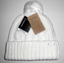 Mütze Handgestrickt für Damen "grobstrick Zopfmuster einfarbig" schwarz & creme