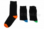 schwarze & jeansfarbige Socken mit farbiger Spitze und Ferse "Sympatico" Gr. 39/42 im 3er Pack nahtlos