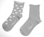 Rollrandsocken mit leichtem Gummidruck "Punkte & uni" Qano im 2er Pack Gr. 35/38 & 39/42