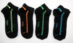 Herrensneakersocken schwarz mit farbigen Seitenstreifen im 4er Pack "MAN" Gr. 39/42 & 43/46